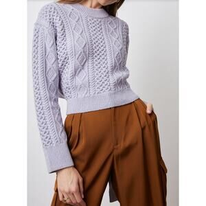 RAILS Amy Cable Knit Sweater Lavender Purple Tie Back Size S NEW